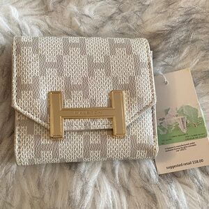 Halston Heritage Textured Cream Wallet with Gold Accent